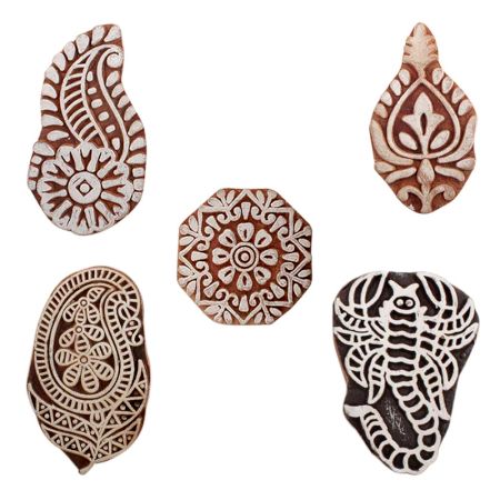 Set of 5 Piece New Mix Wooden Printing Blocks